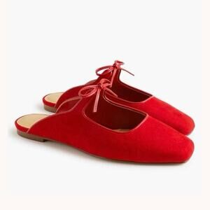 J.Crew Factory Bow Slip-On Mules Classic Cardinal Red Size 9 NWT